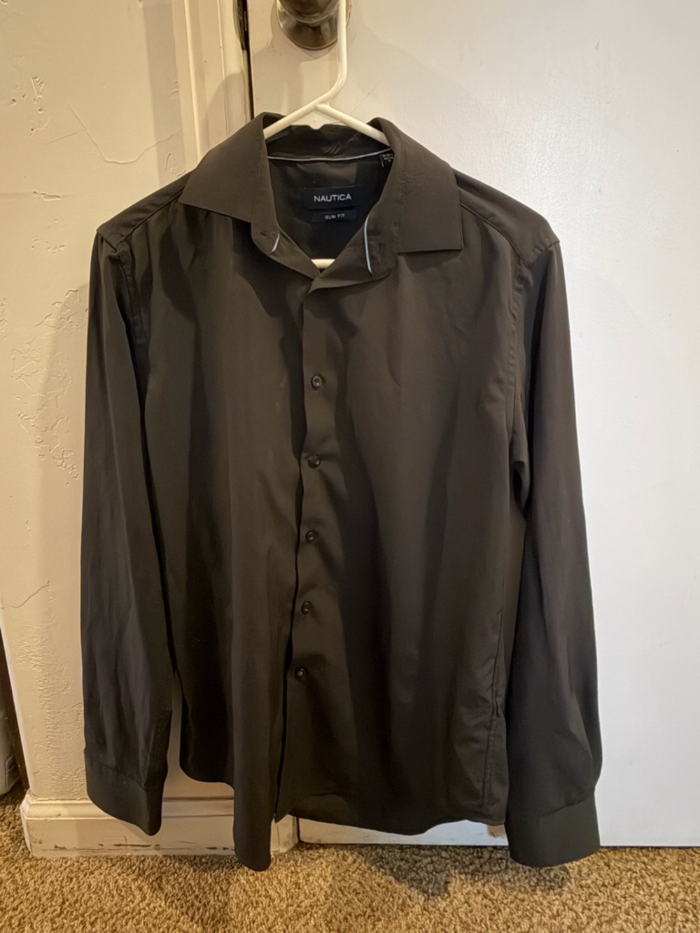 Nautica Black Long-Sleeve Dress Shirt